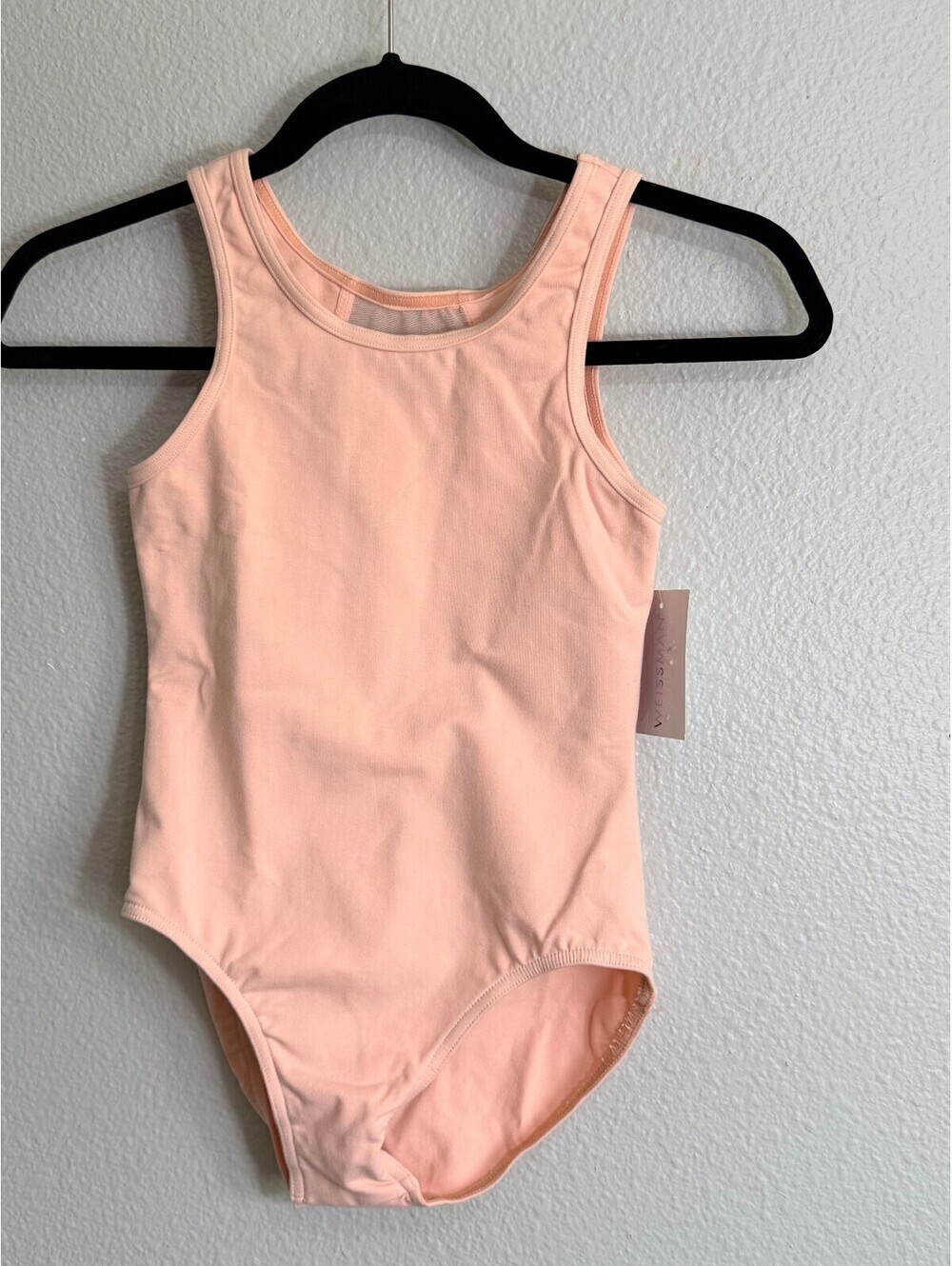 Weissman Ballet Pink Leotard Girls MC NWT Mesh Back Bow Rhinestone Dance